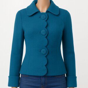 Boden Turquoise/Teal  Scalloped Button Tailored Jacket - Size 2